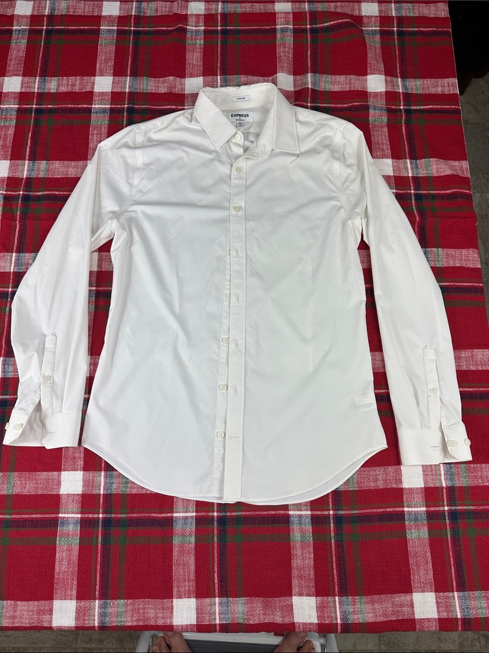 Express White Men's Button-Up Dress Shirt - Point Collar